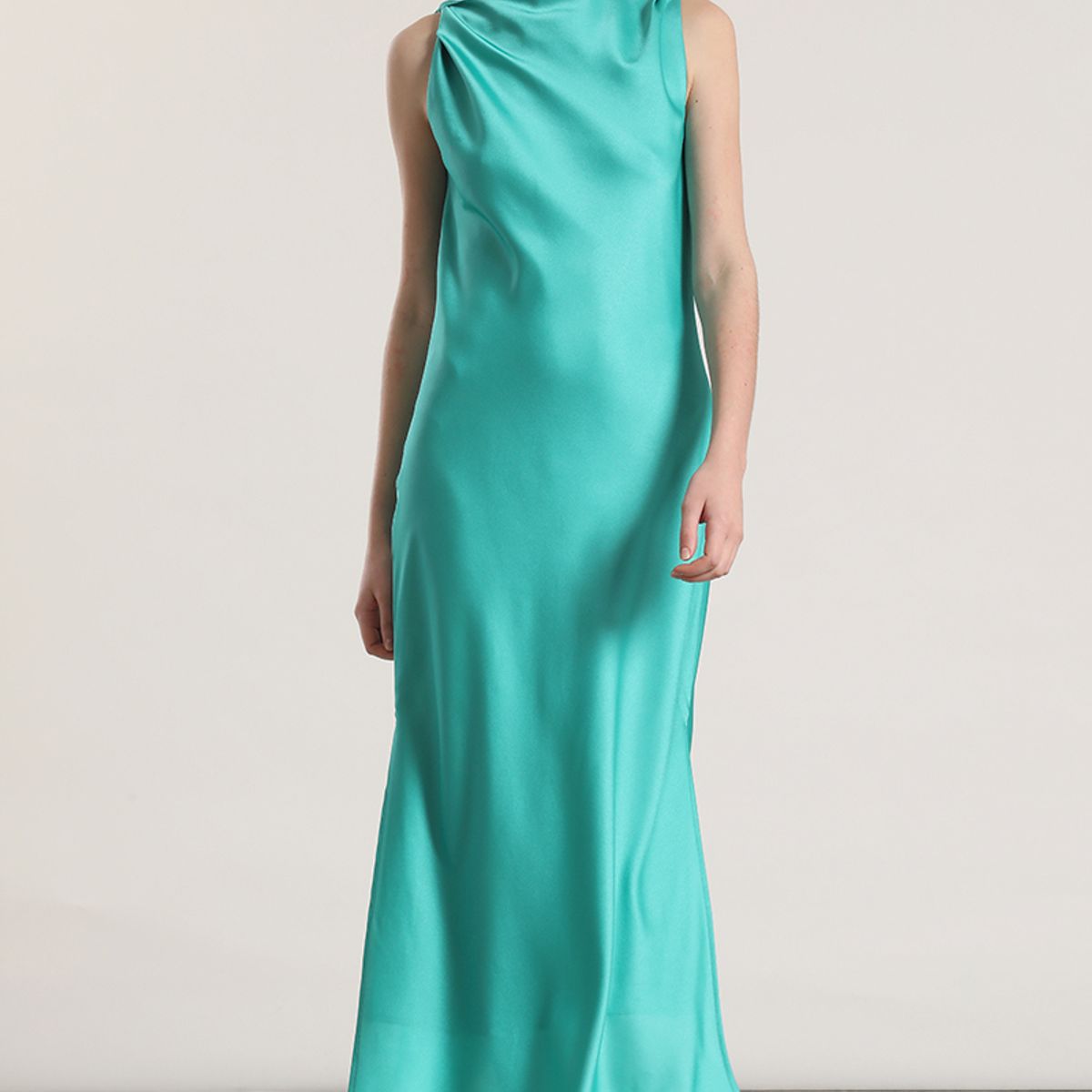 LIOLA - Vestido maxi satín Liola mujer verde