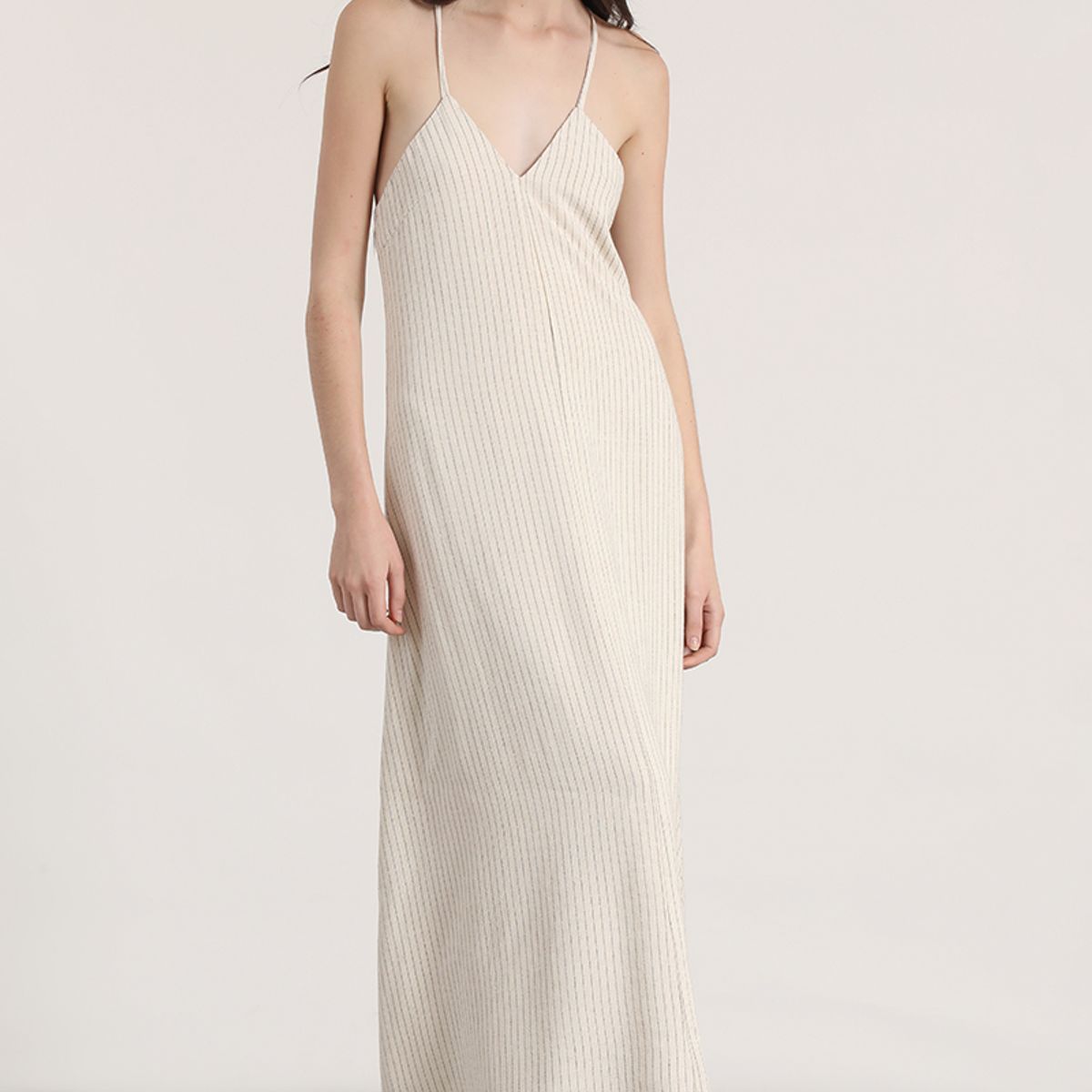 LIOLA - Vestido maxi lino Liola mujer beige