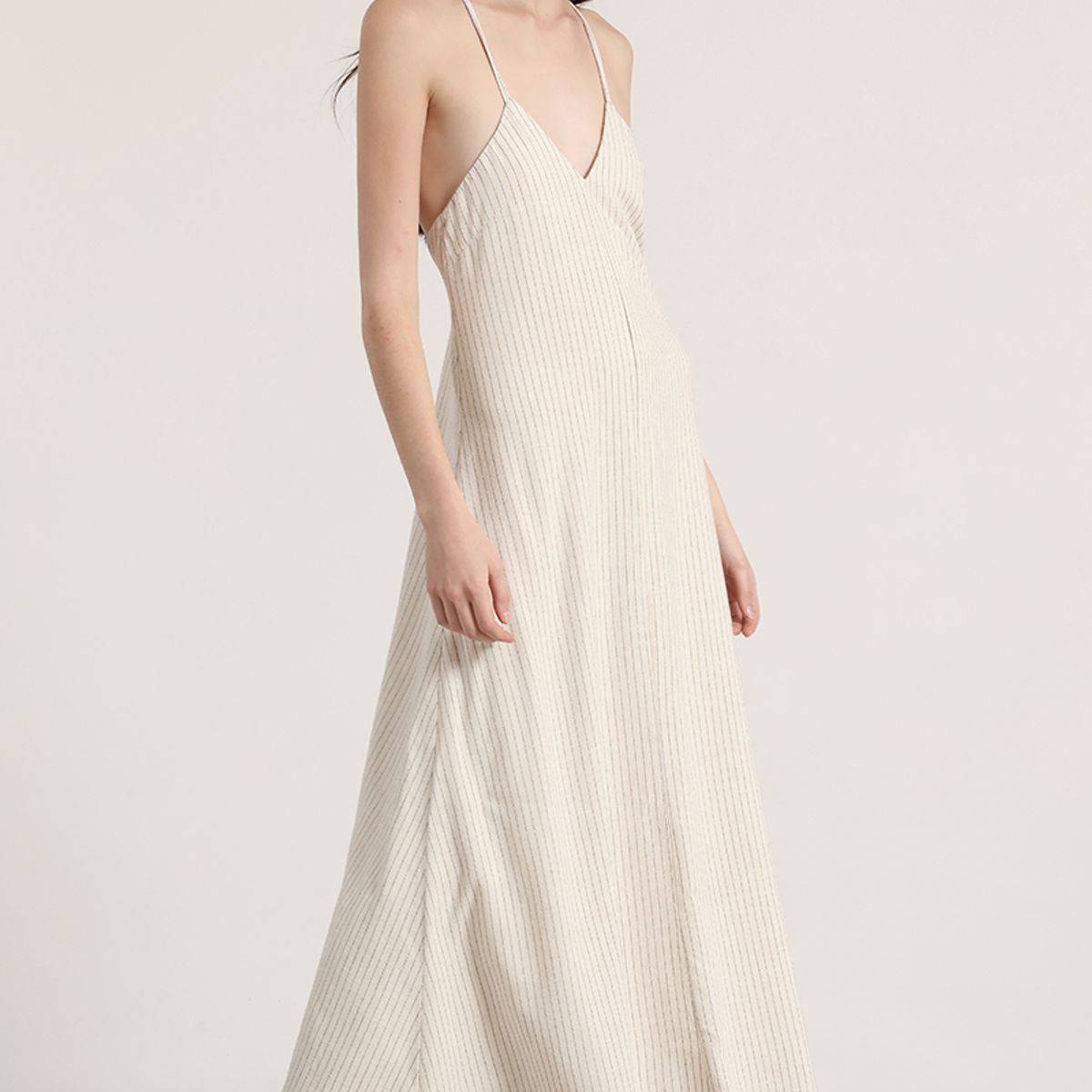 LIOLA - Vestido maxi lino Liola mujer beige