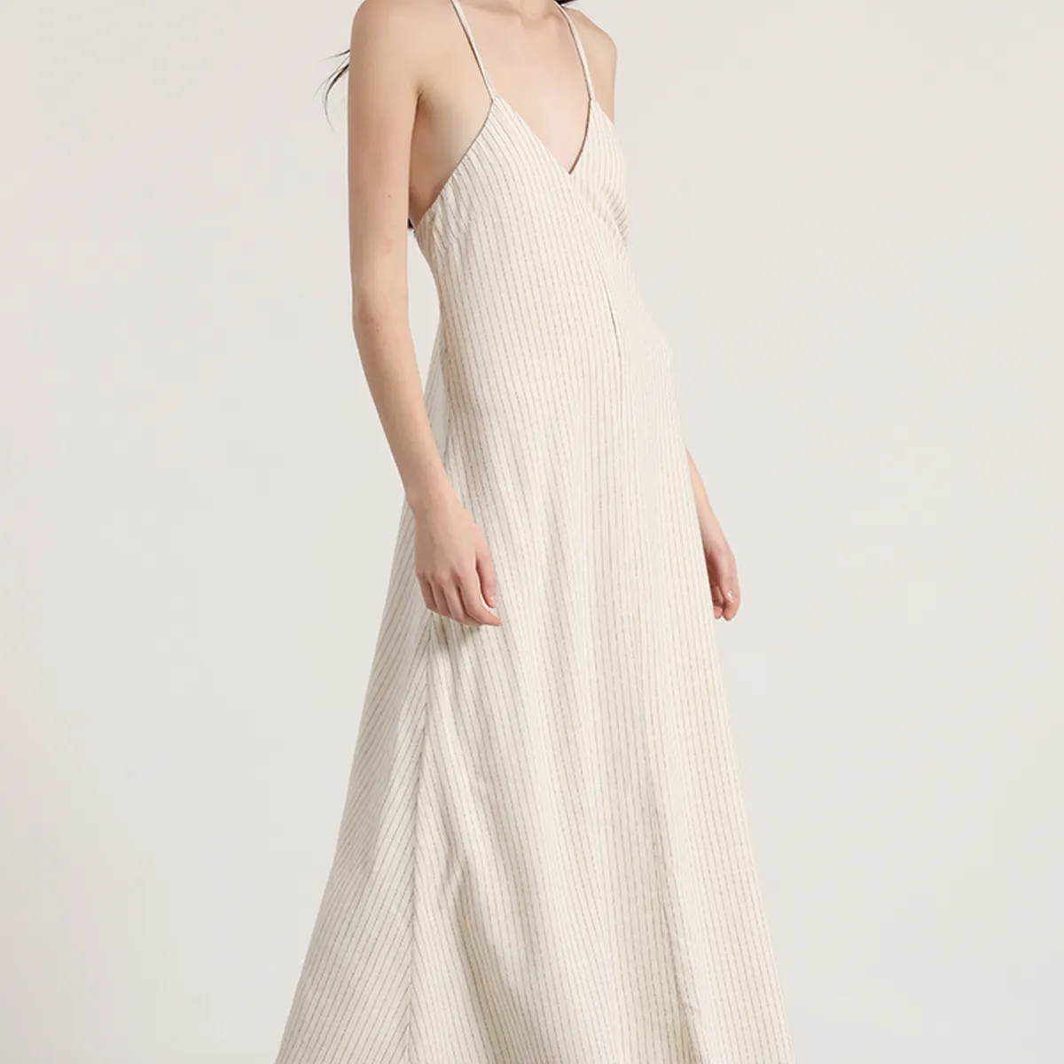 LIOLA - Vestido maxi lino Liola mujer beige