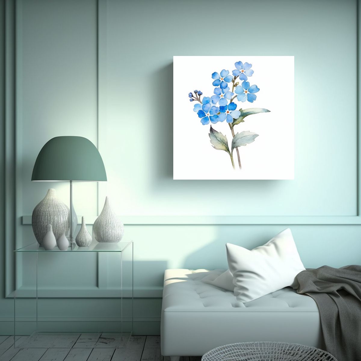 GENERICO - Clipart Minimalista De Flores Forget Me Not 100x100 Cm