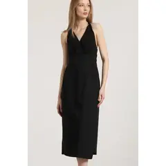 LIOLA - Vestido halter midi mujer negro