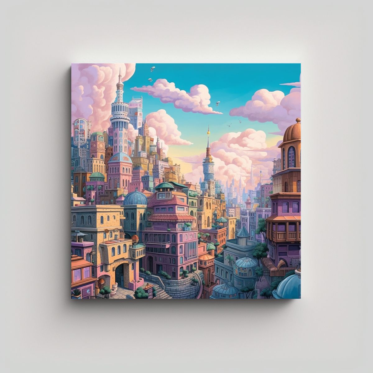 GENERICO - Cuadro Urbano Con Edificio Icónico Luminosidad 100x100 Cm