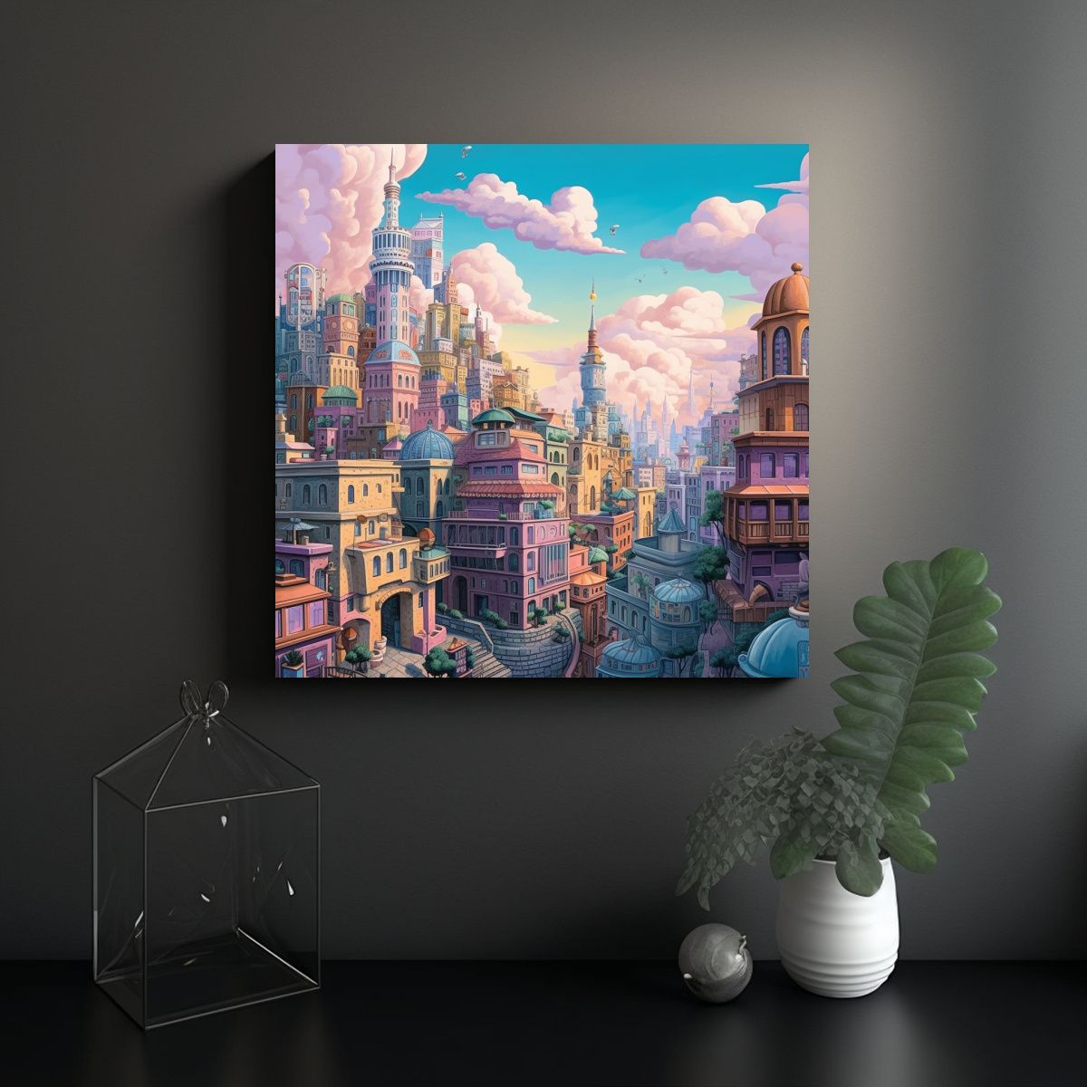 GENERICO - Cuadro Urbano Con Edificio Icónico Luminosidad 100x100 Cm