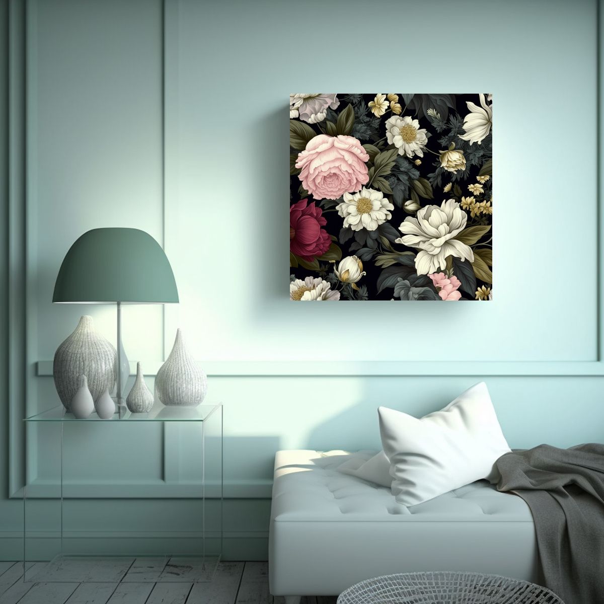 GENERICO - Cuadros Decorativos Vintage Fantasía Floral 100x100 Cm