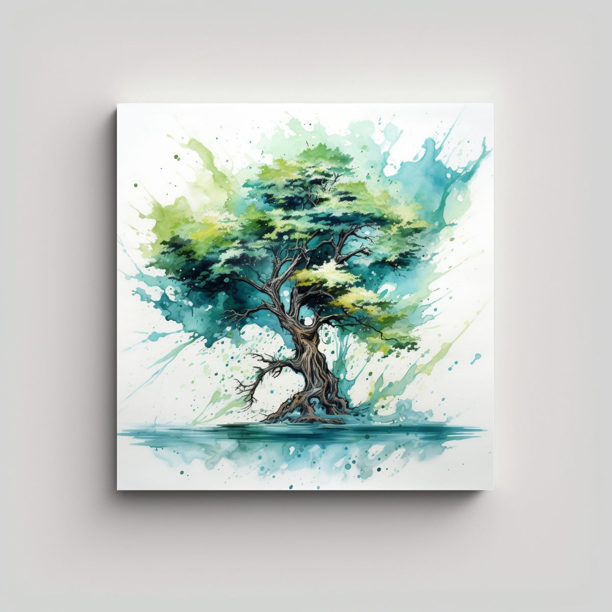 GENERICO - Pintura Abstracta De Agua En Colores Turquesa De 100x100 Cm