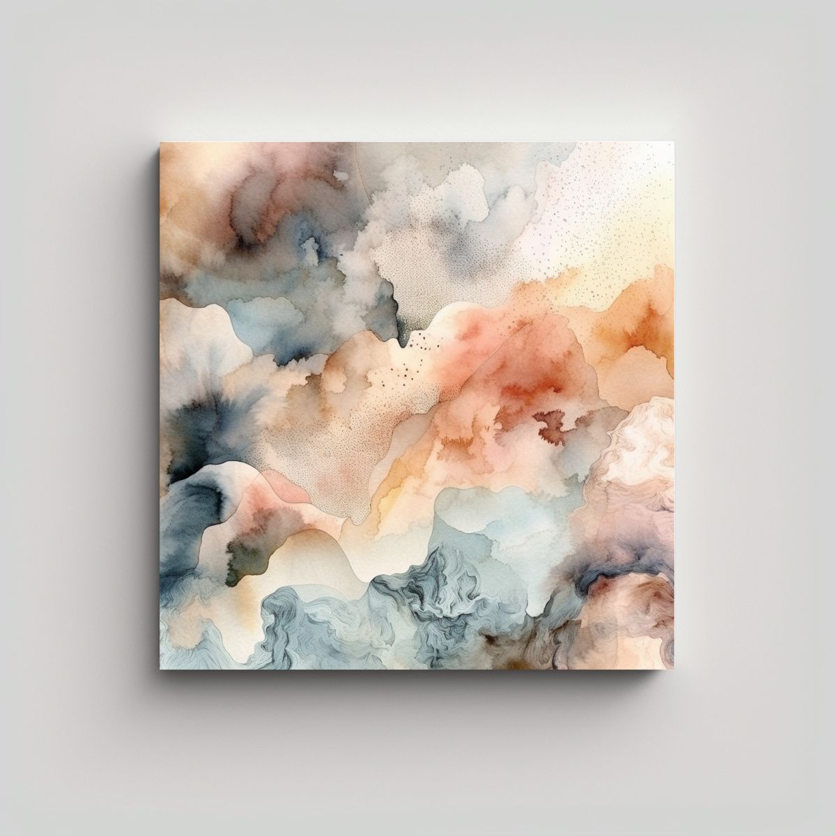 GENERICO - Cuadro Abstracto Acuarela Nubes Neutras 100x100 Cm