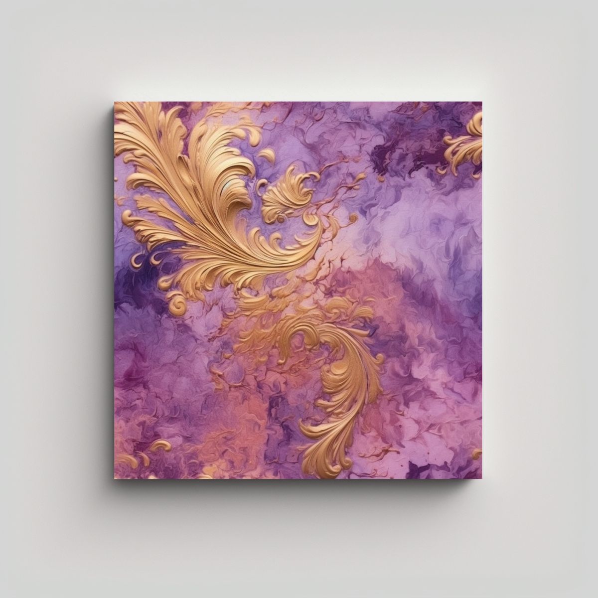 GENERICO - Cuadro Concepto Resistente En Violeta Y Dorado 100x100 Cm