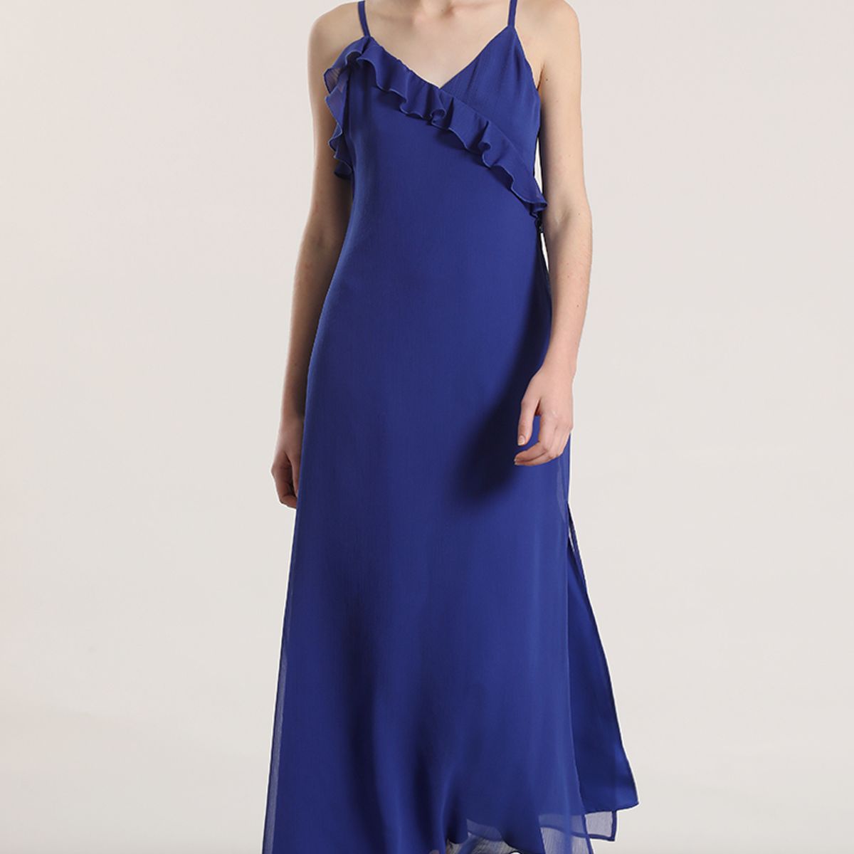 LIOLA - Vestido maxi volantes Liola mujer azulino