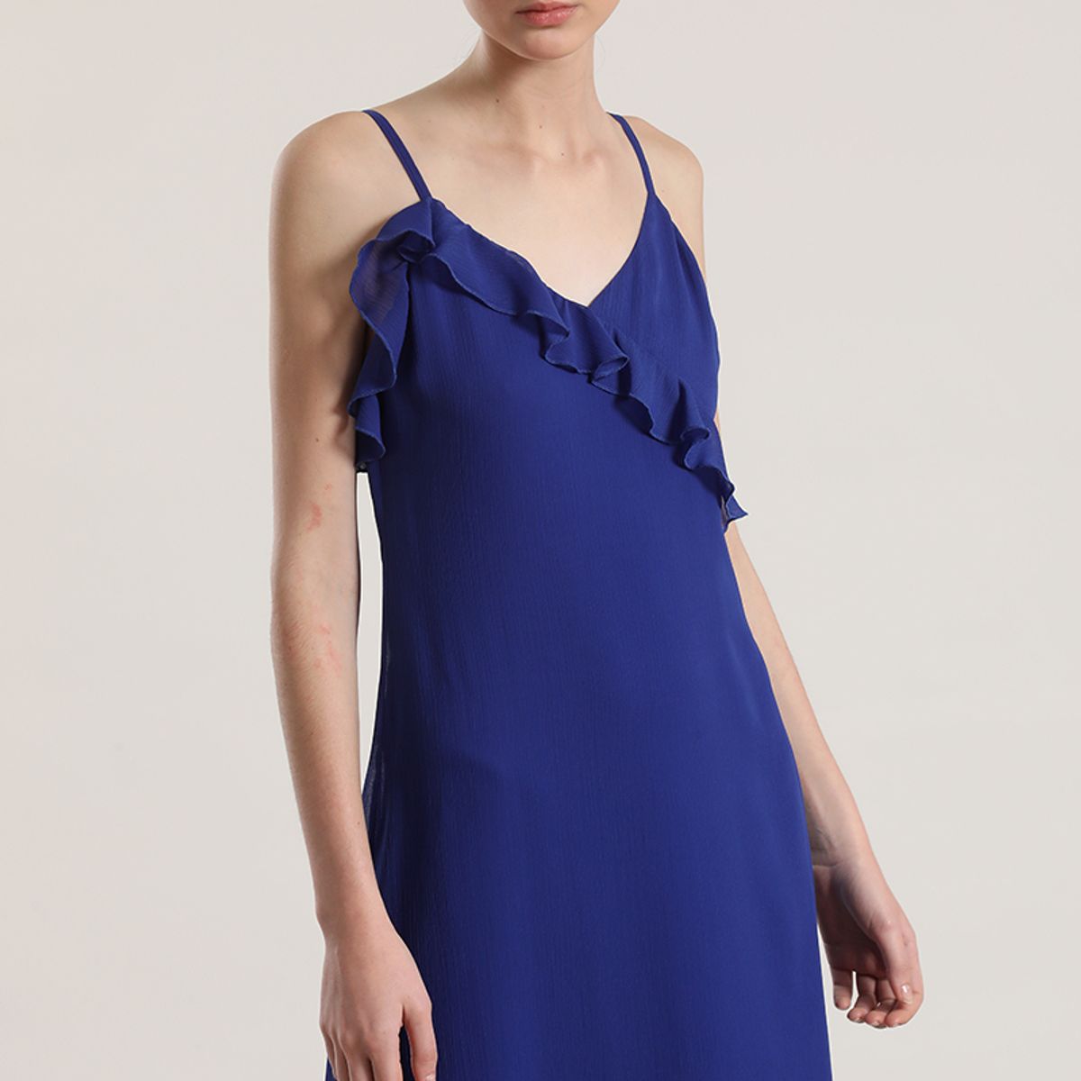 LIOLA - Vestido maxi volantes Liola mujer azulino