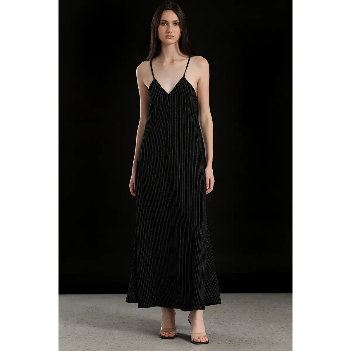 LIOLA - Vestido maxi lino mujer Liola negro