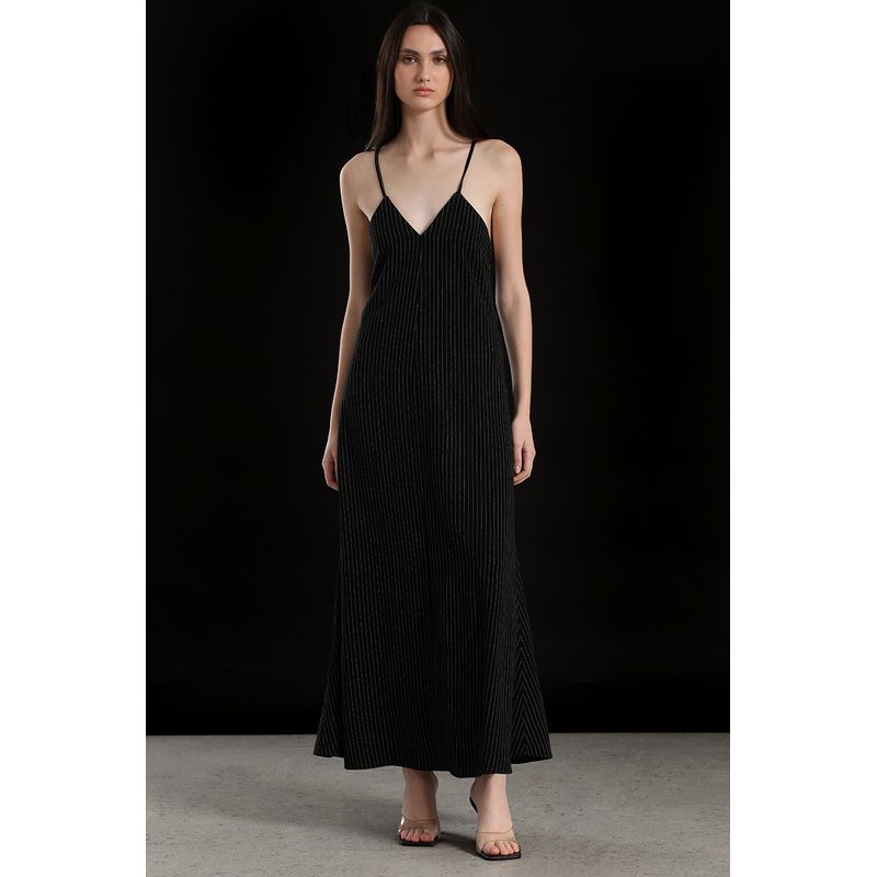 LIOLA - Vestido maxi lino Liola mujer negro