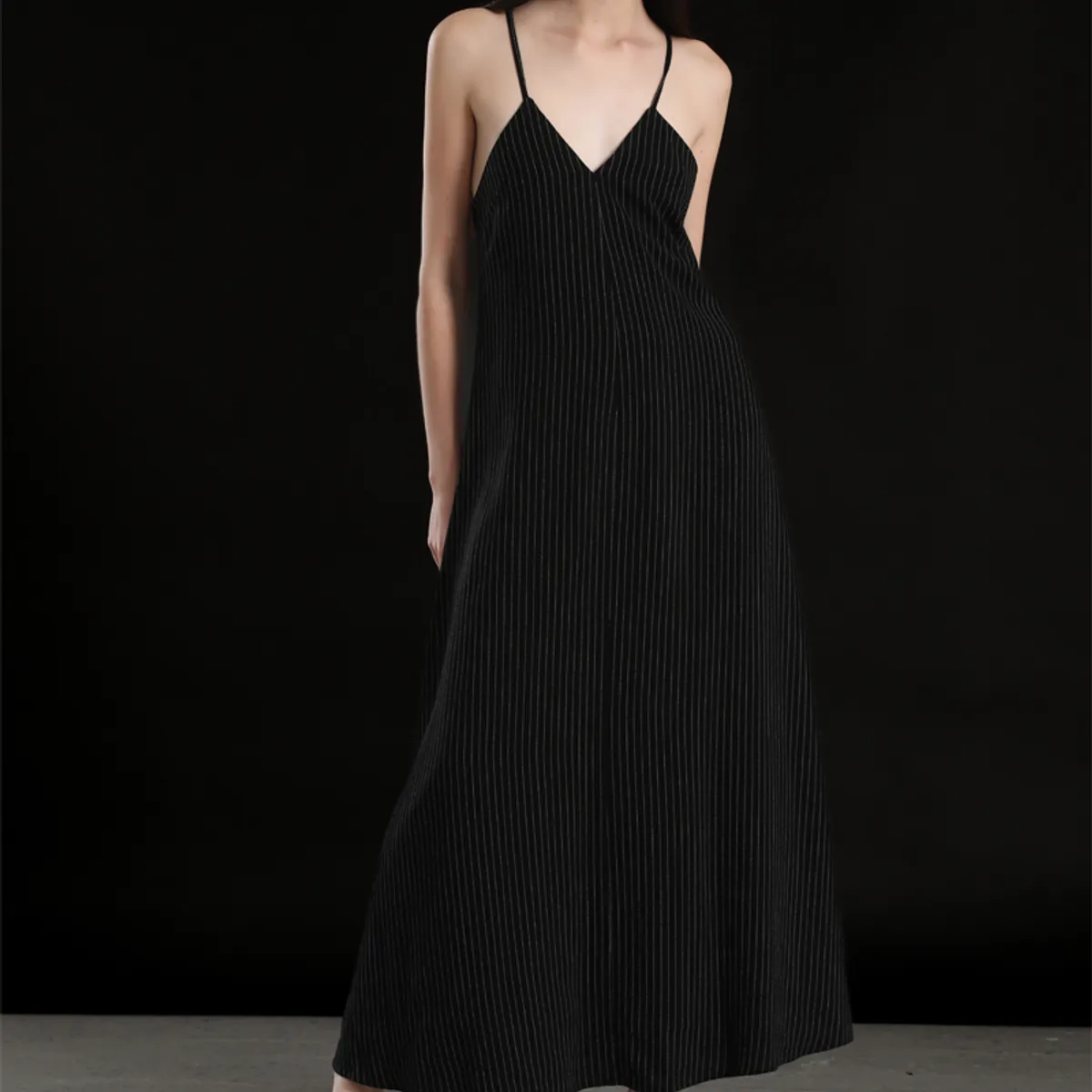 LIOLA - Vestido maxi lino mujer Liola negro