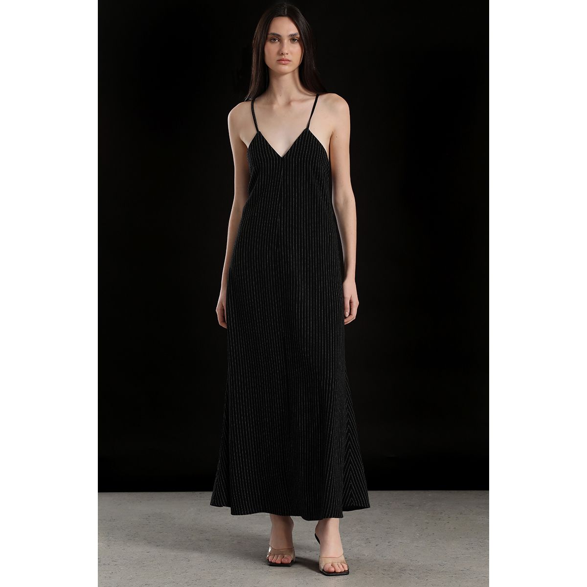 LIOLA - Vestido maxi lino mujer Liola negro