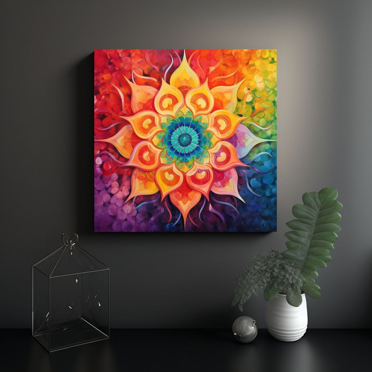 GENERICO - Pintura Cuadro Tema Fantástico Chakra Colores 100x100 Cm