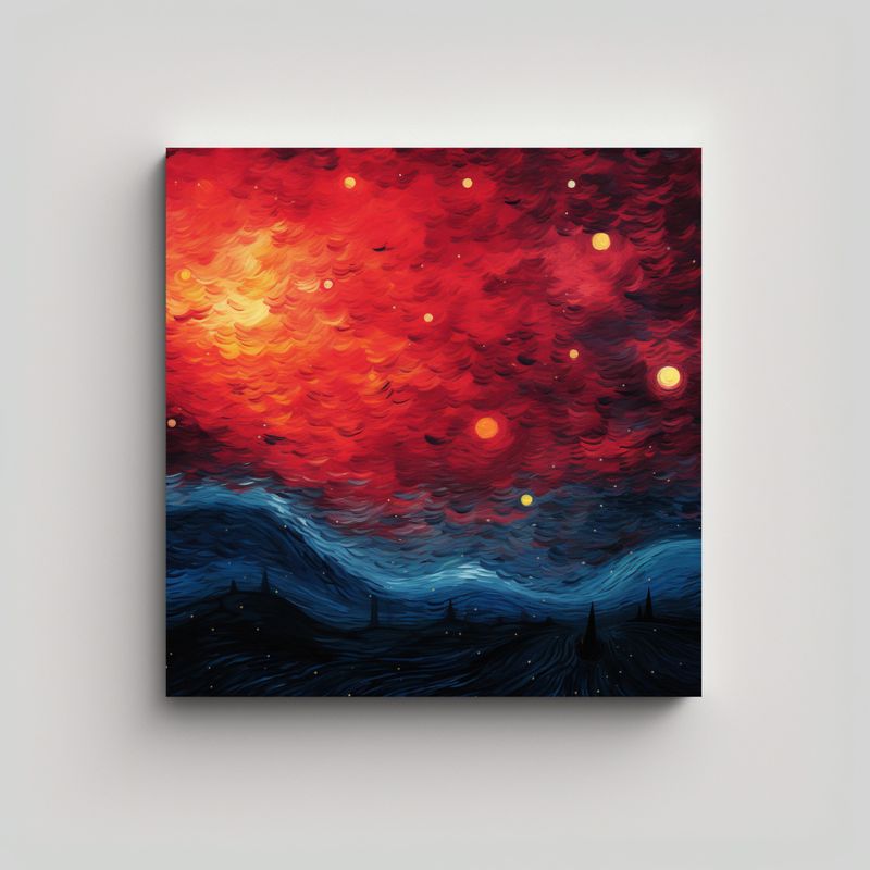 GENERICO - Cuadro Moderno Inspirado En La Noche Estrellada 100x100 Cm