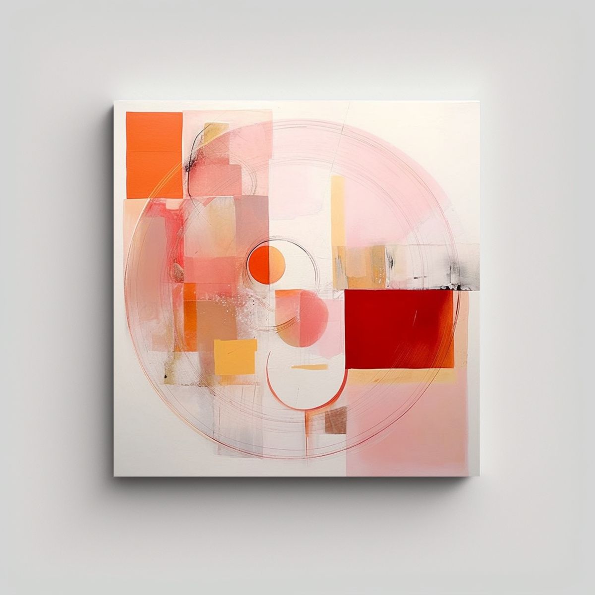 GENERICO - Cuadro Moderno Clásico Forma Circular Rosa Con 100x100 Cm