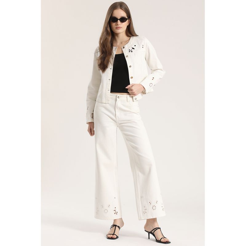 LIOLA - Jeans widel leg bordado liola mujer crudo