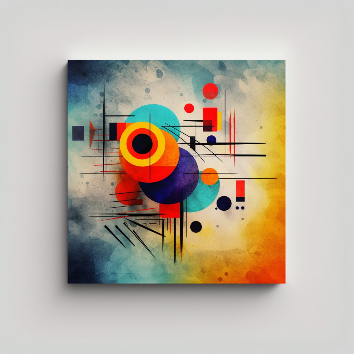 GENERICO - Cuadro Abstracto Lienzo Arte Grafico Kandinsky 100x100 Cm