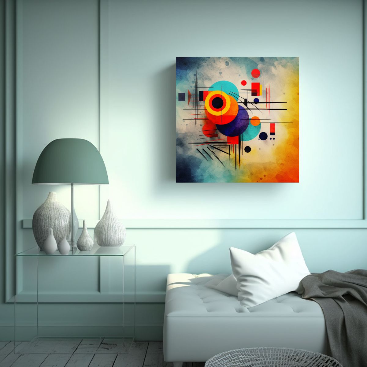 GENERICO - Cuadro Abstracto Lienzo Arte Grafico Kandinsky 100x100 Cm