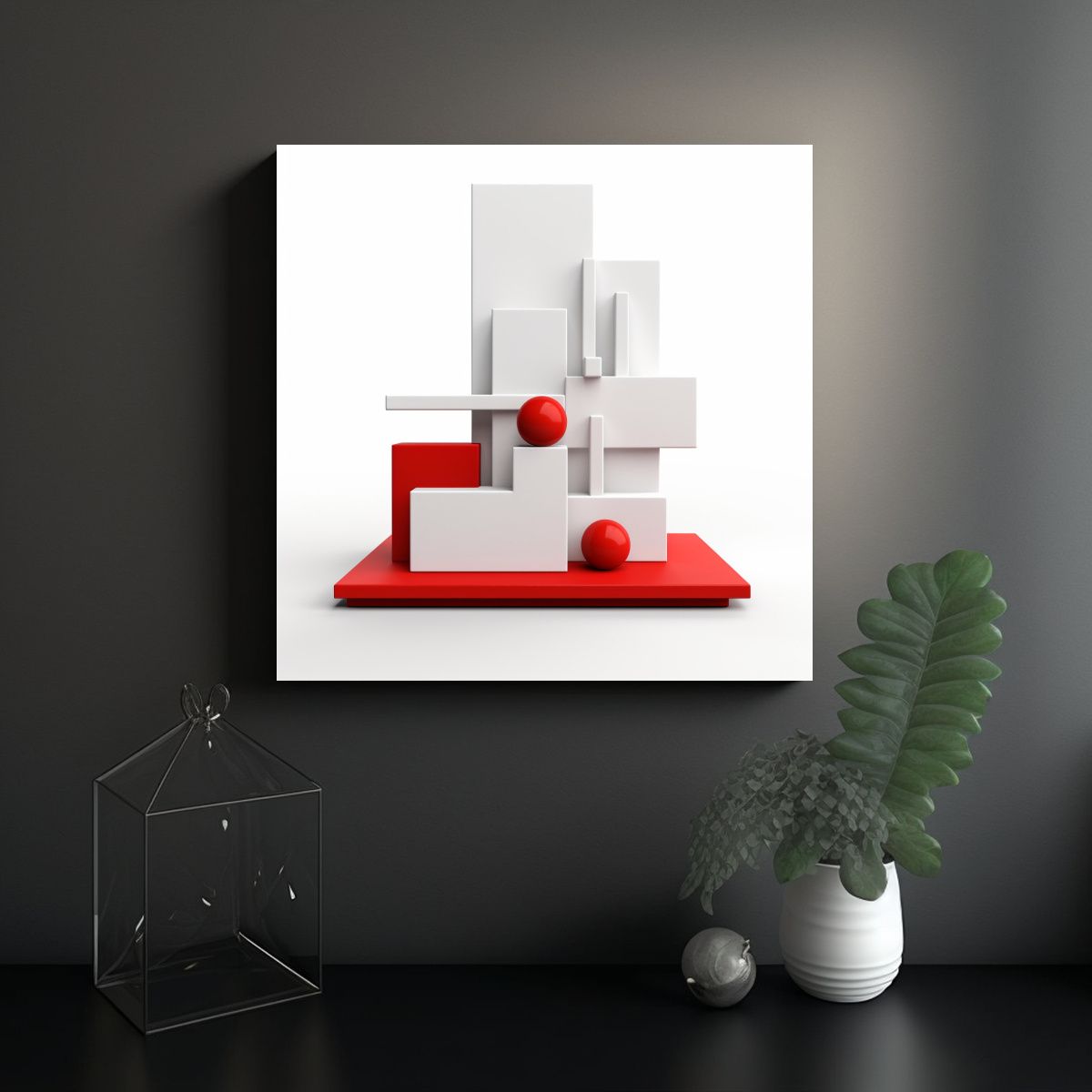 GENERICO - Cuadro En Bastidor Composición Brillante 100x100 Cm