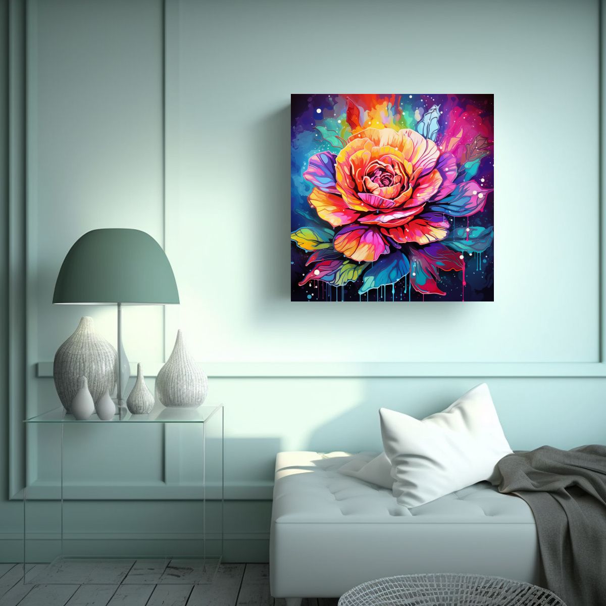 GENERICO - Cuadro Inspiración Rainbow Colors Atmosfera 100x100 Cm