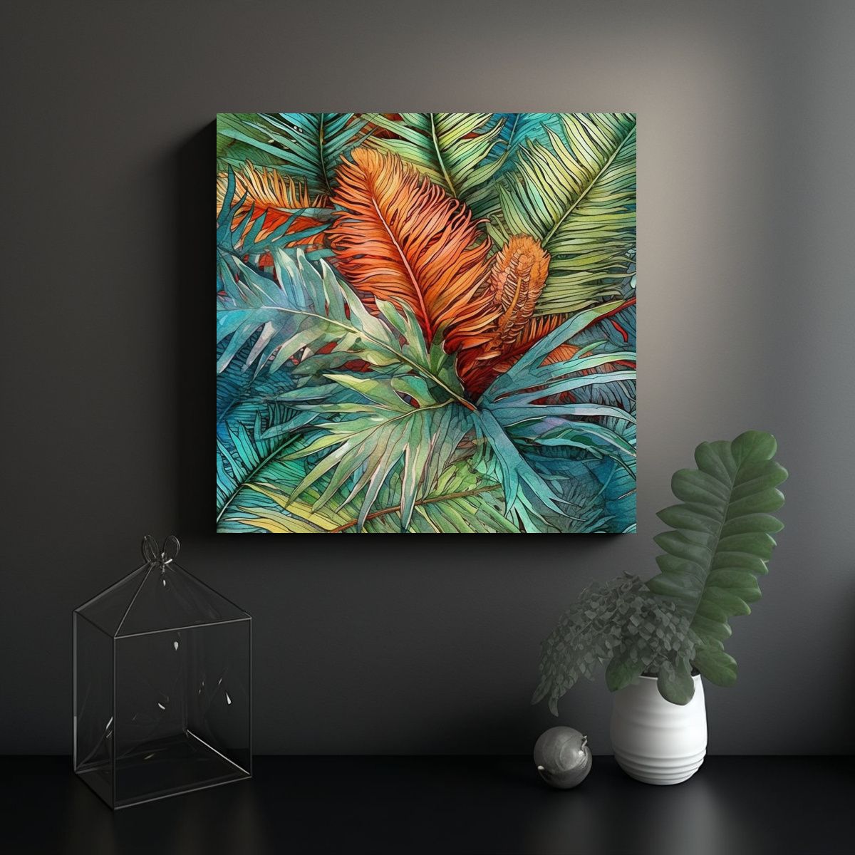 GENERICO - Cuadro Sala Cycas Revoluta Varios Estilos 100x100 Cm