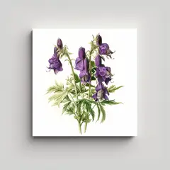 GENERICO - Ilustración Vintage De Monkshood Morado En 100x100 Cm