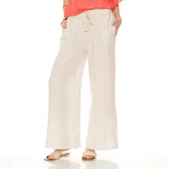 WADOS - PANTALON WIDE LEG LINO TIRO ALTO PRETINA ELASTICADA