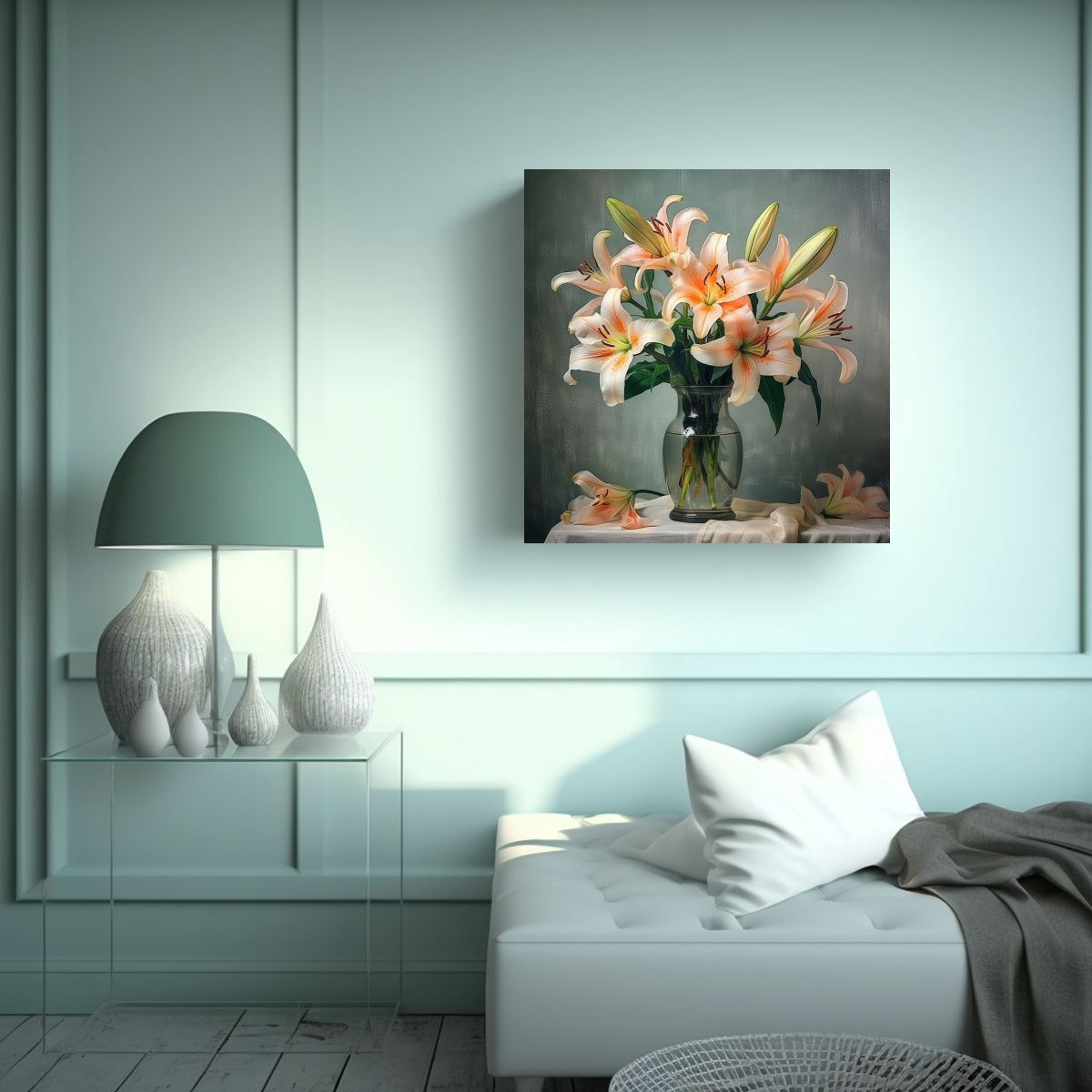 GENERICO - Esquema Inspirador De Flores De Lirio En Tela 100x100 Cm