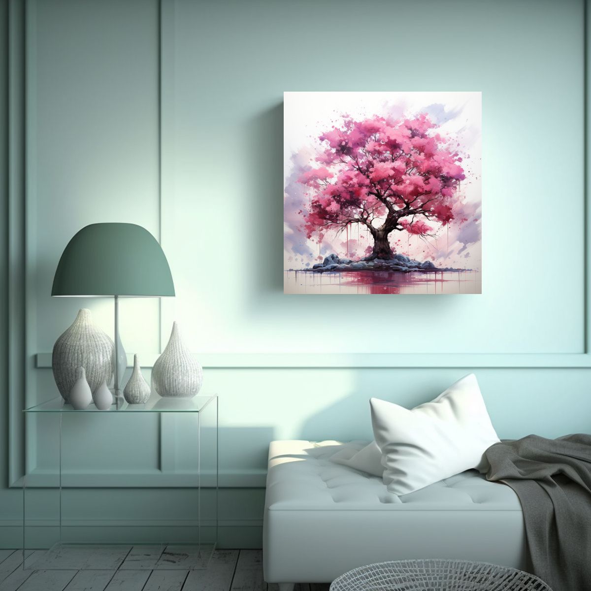 GENERICO - Cuadro Abstracto De Lona En Contraste De Colores 100x100 Cm