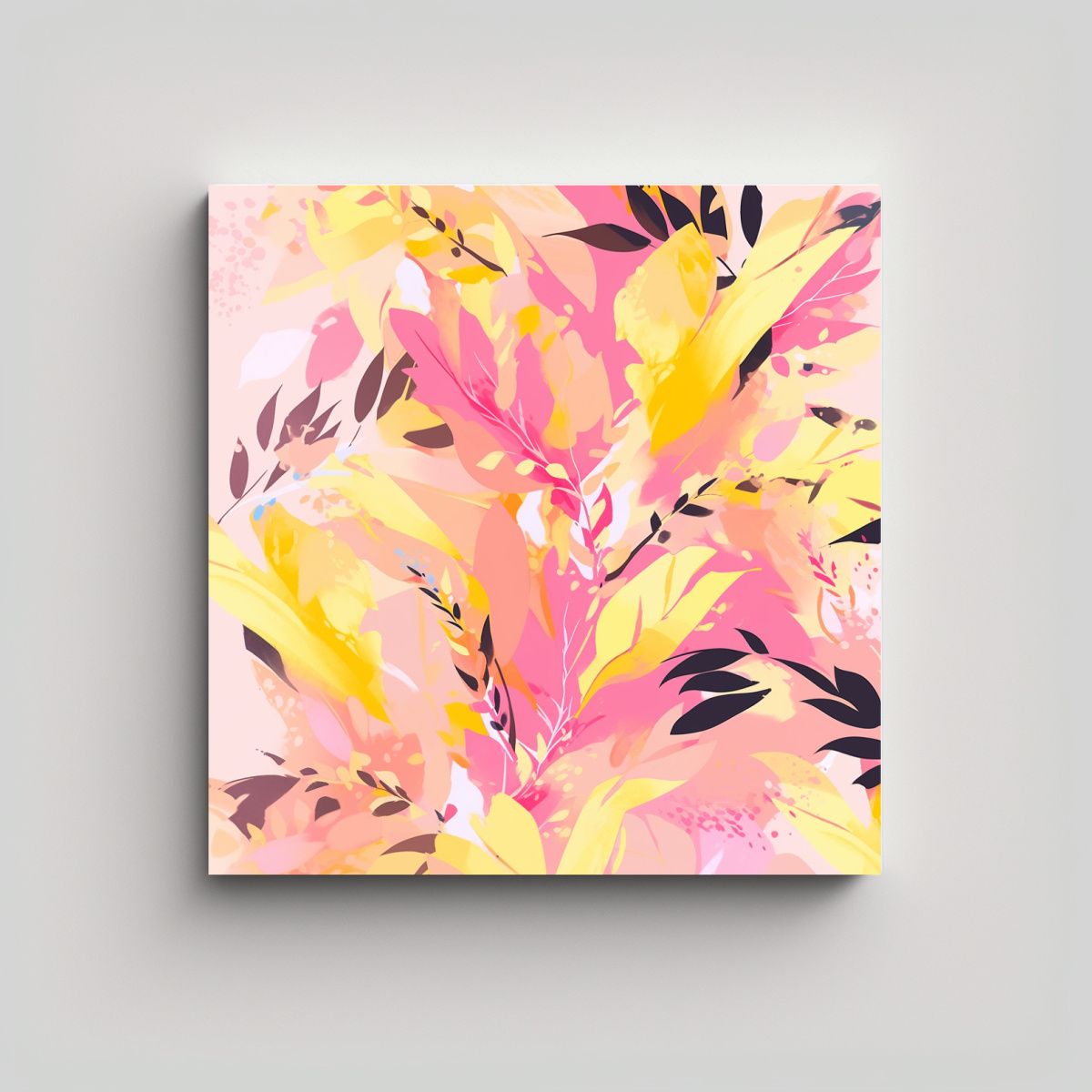 GENERICO - Cuadro De Líneas Finas En Colores Amarillo Y 100x100 Cm