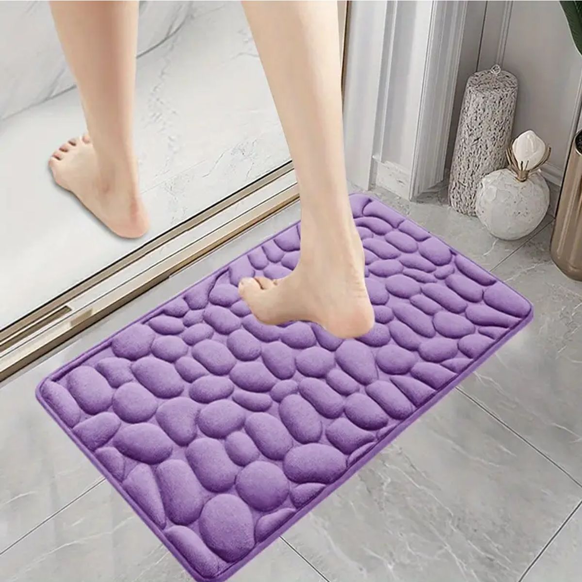 CARIBEE - Set de Baño Lila 3 piezas Tapa Cotina Alfombra