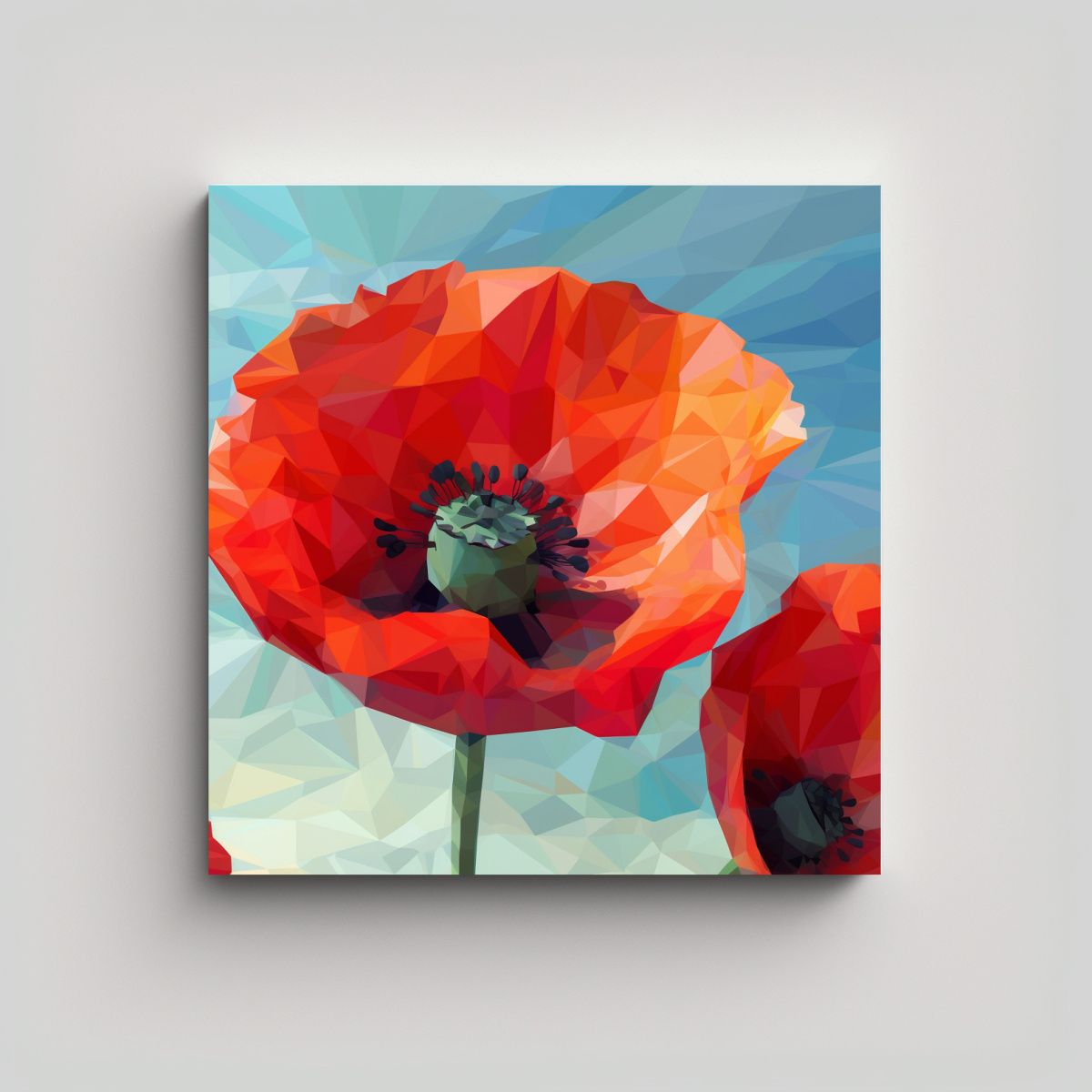 GENERICO - Fantástico Vector Poppy Low Poly Composición 100x100 Cm