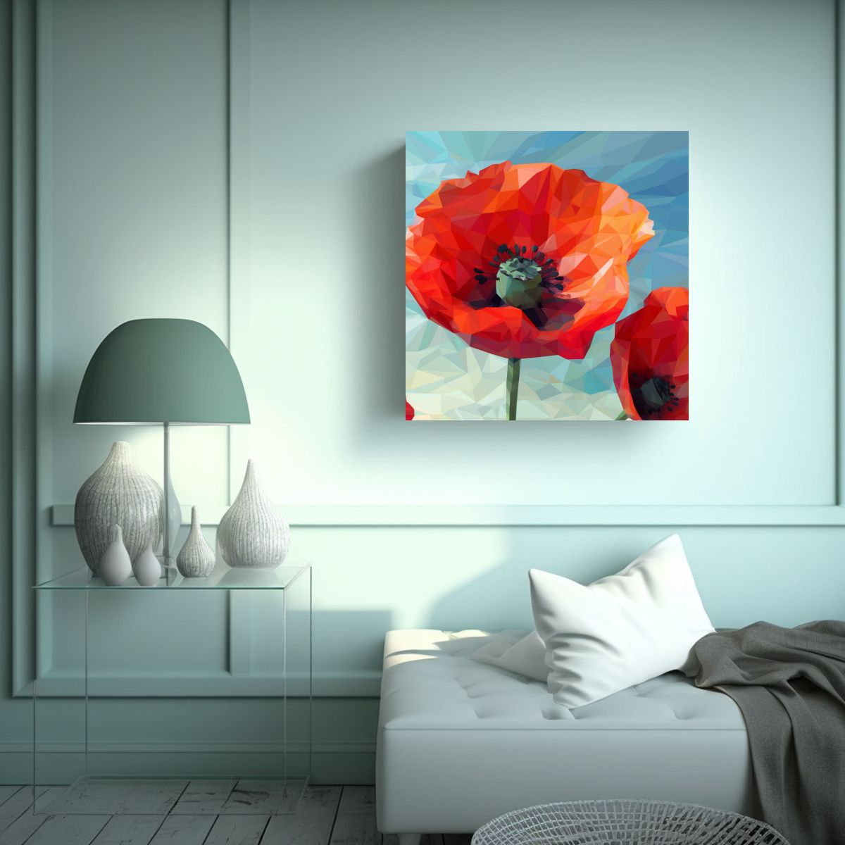 GENERICO - Fantástico Vector Poppy Low Poly Composición 100x100 Cm