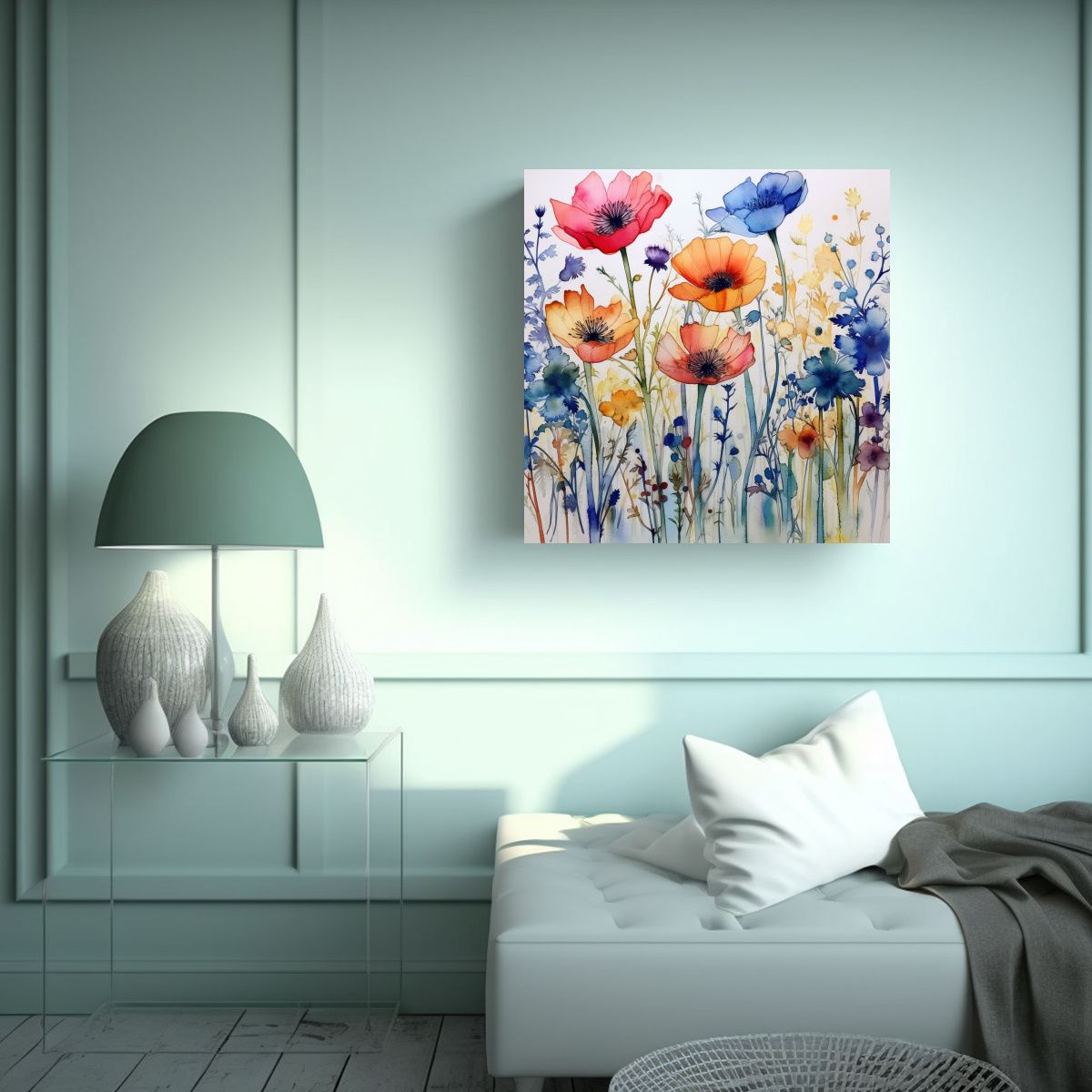 GENERICO - Cuadro Moderno Exuberante Con Diseño De Flores 100x100 Cm