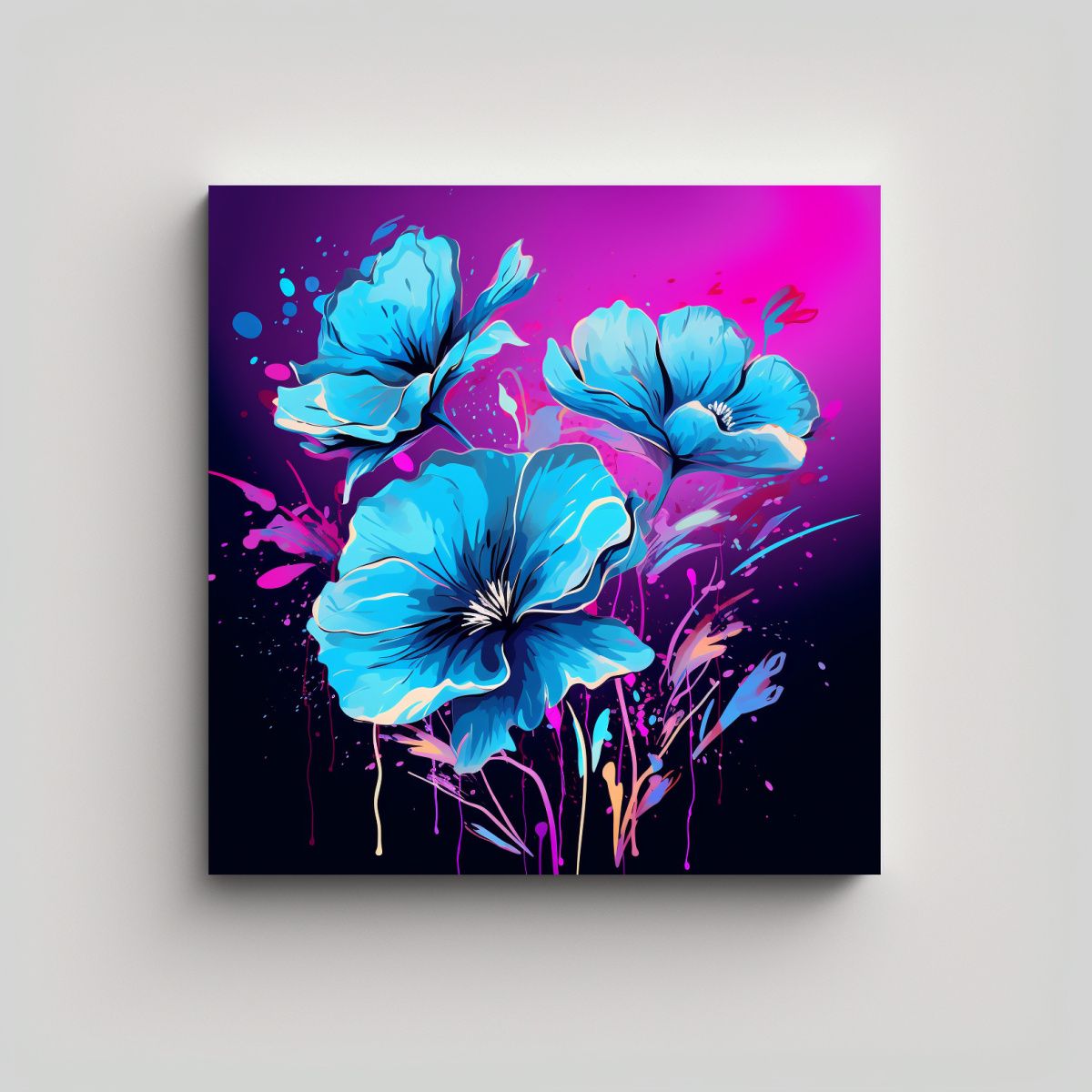 GENERICO - Cuadro Movimiento Luminoso Morado Y Turquesa Con 100x100 Cm