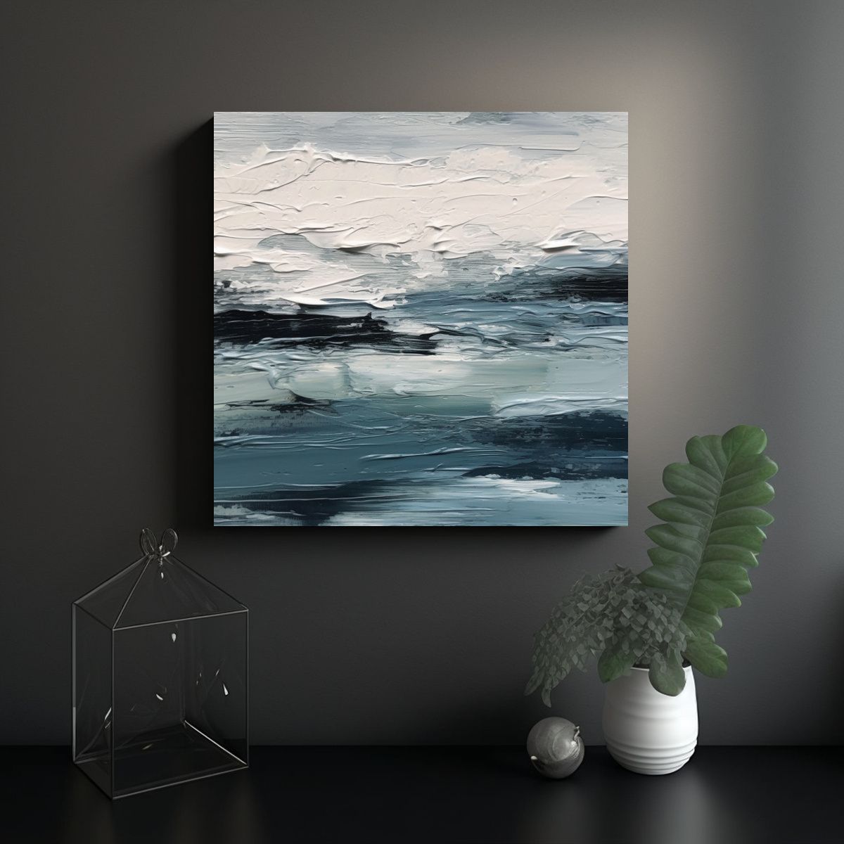 GENERICO - Pintura Minimalista Líquida Cromo Escena De 100x100 Cm