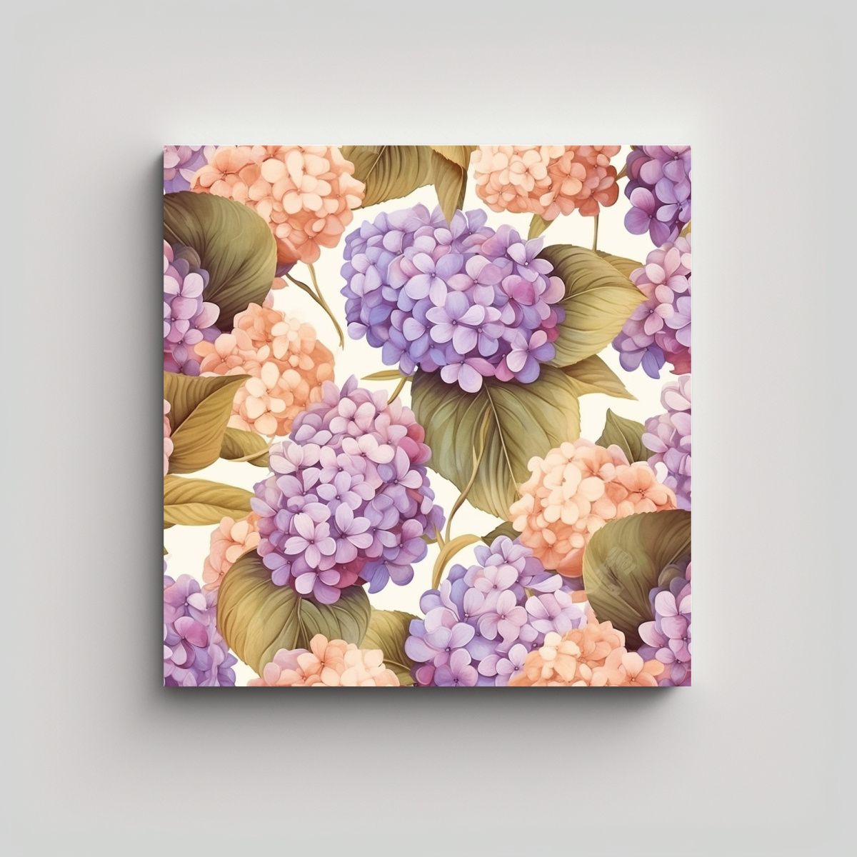 GENERICO - Lienzo Profundo De Hydrangeas Lila Con Patrón De 100x100 Cm