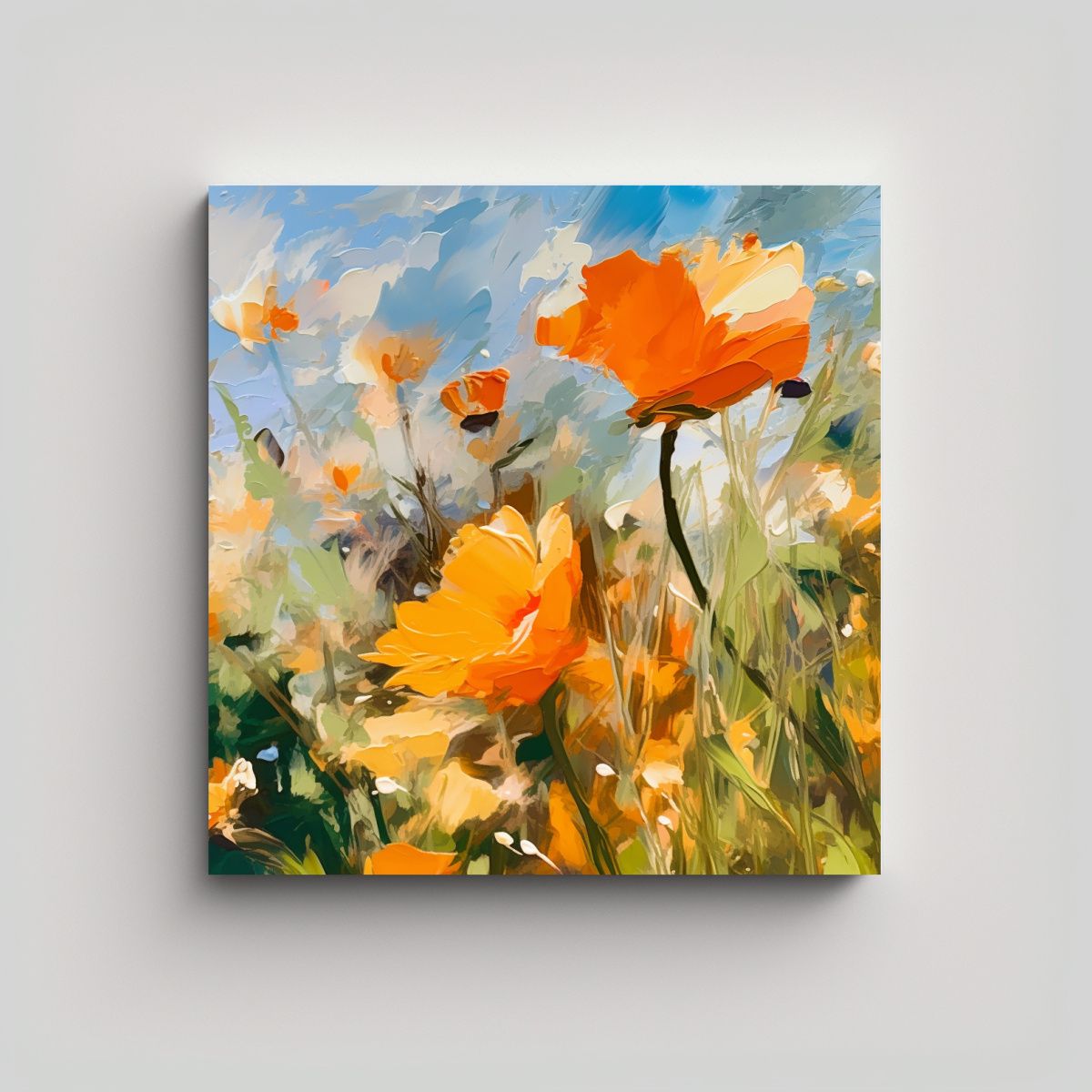 GENERICO - Cuadro Acuarela Flores Silvestres Primavera 100x100 Cm