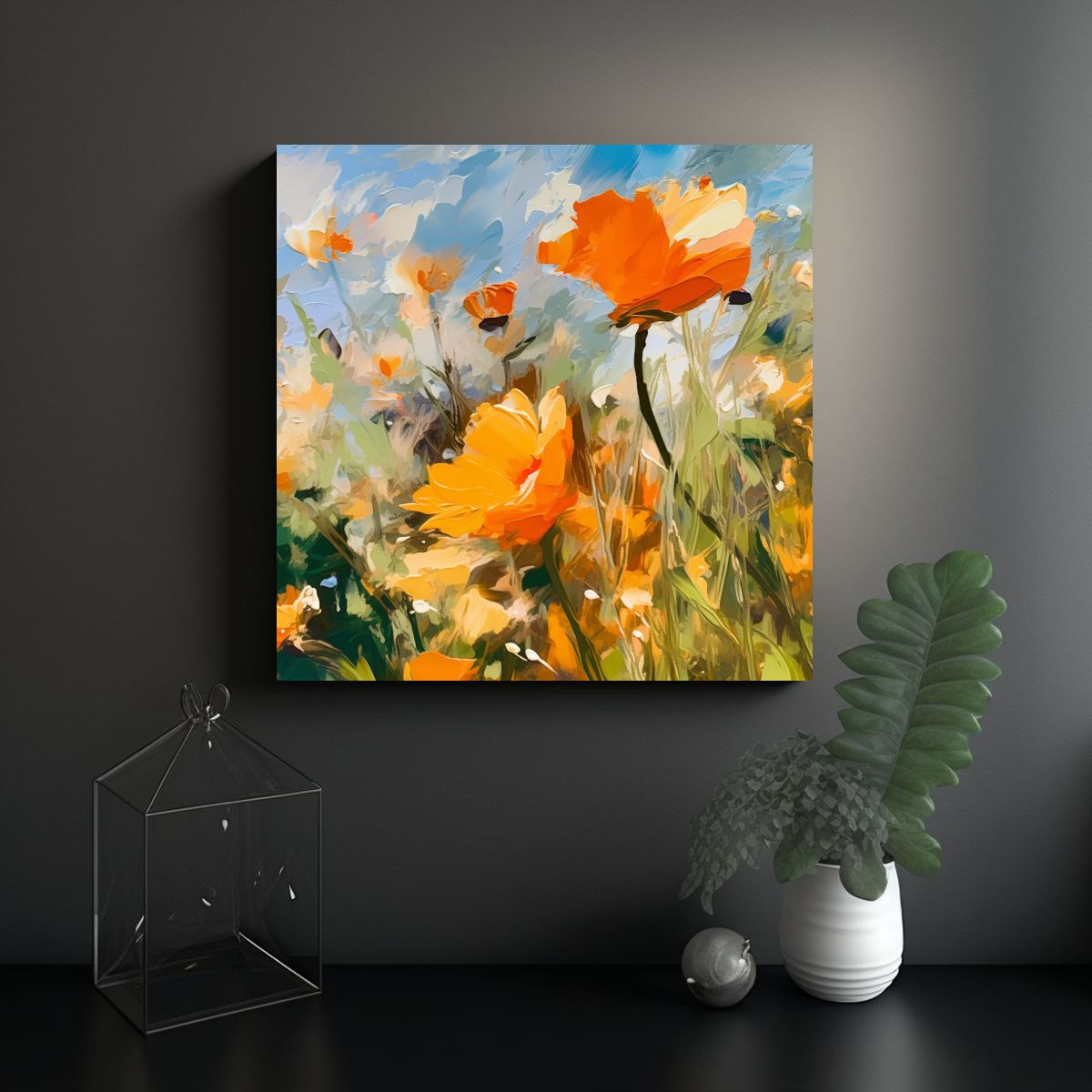 GENERICO - Cuadro Acuarela Flores Silvestres Primavera 100x100 Cm