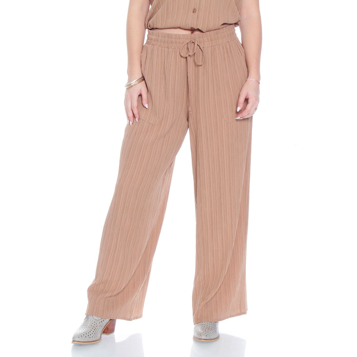 WADOS - PANTALON WIDE LEG TIRO ALTO PRETINA BASICA ELASTICADA