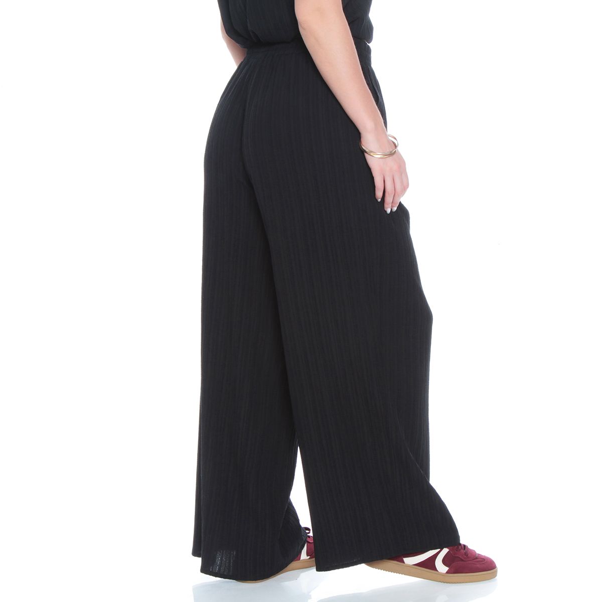 WADOS - PANTALON WIDE LEG TIRO ALTO PRETINA BASICA ELASTICADA