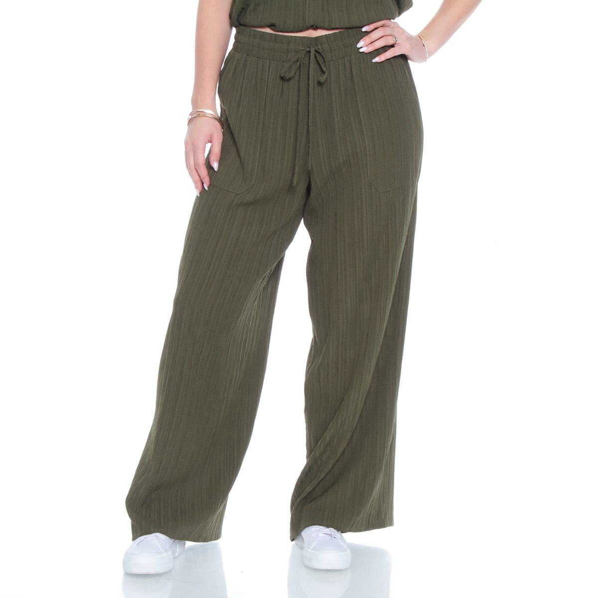 WADOS - PANTALON WIDE LEG TIRO ALTO PRETINA BASICA ELASTICADA