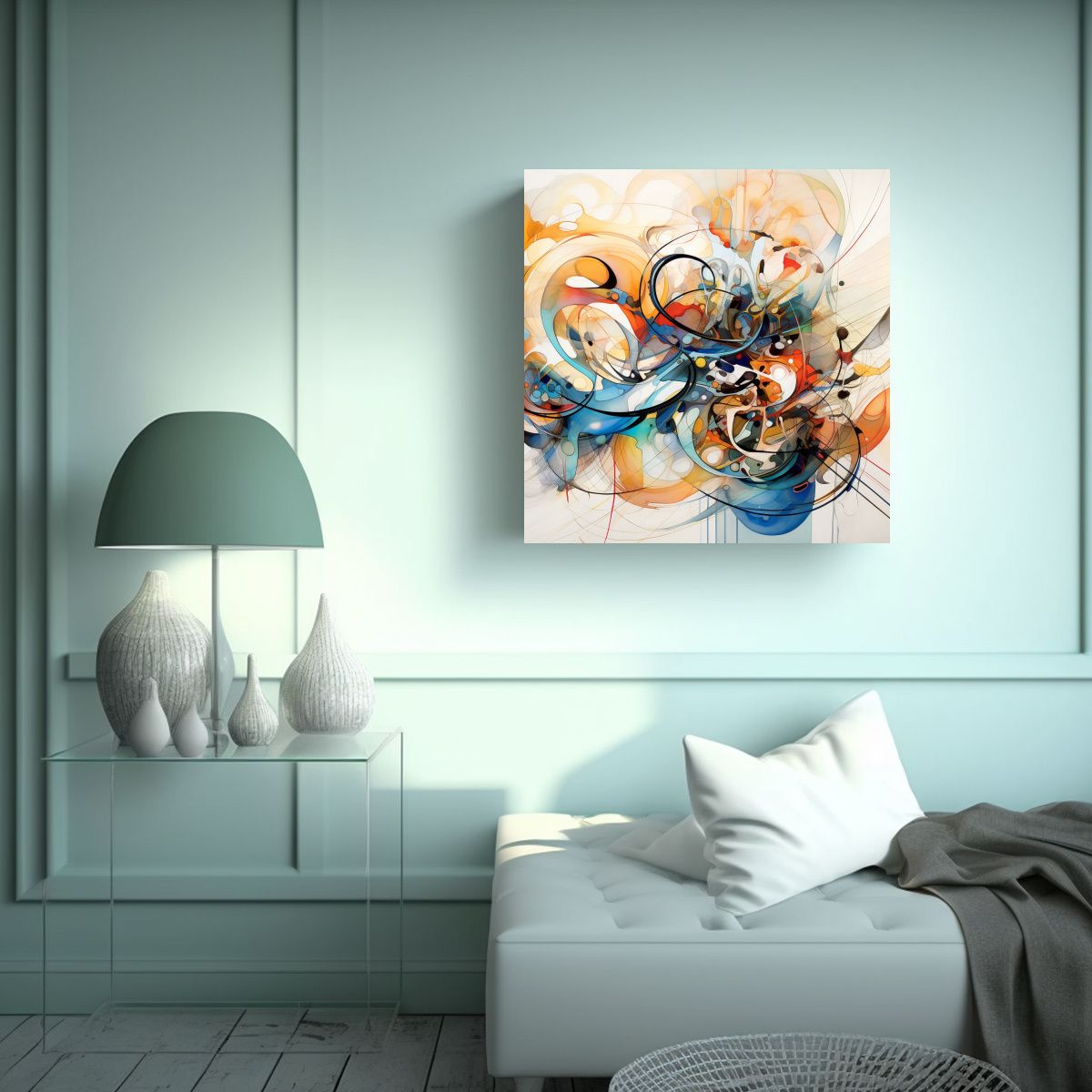 GENERICO - Pintura Abstracta Sala Composición De 100x100 Cm