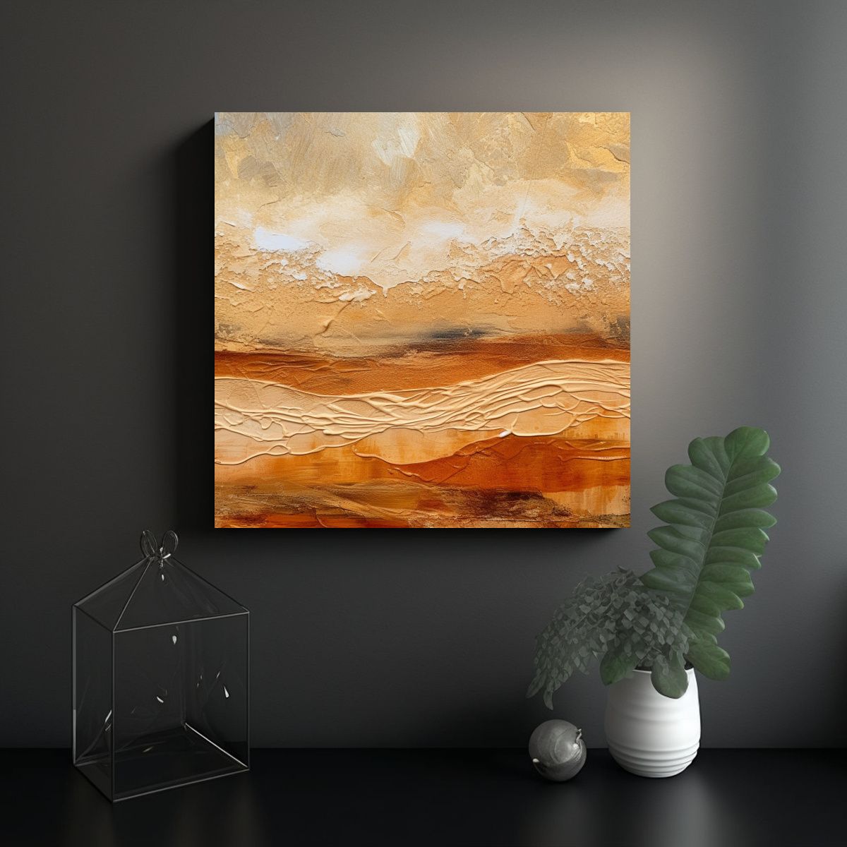 GENERICO - Pintura Abstracta Moderna Con Técnica Mixta En 100x100 Cm