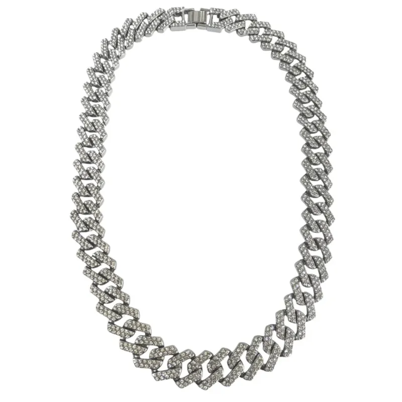 GENERICO - Collar Cadena Cubana Hombre De Lujo Brillantes Trap 60 Cm