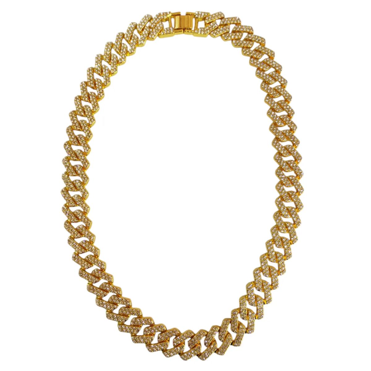 GENERICO - Collar Cadena Cubana Hombre De Lujo Brillantes Trap 60 Cm