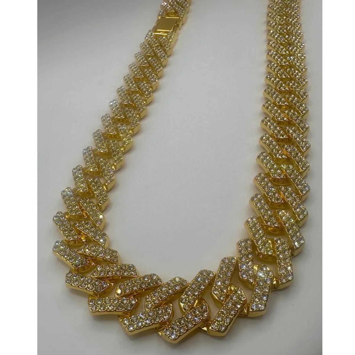 GENERICO - Collar Cadena Cubana Hombre De Lujo Brillantes Trap 60 Cm