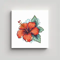 GENERICO - Cuadro Decorativo Culturar De Hibisco Vectorial 100x100 Cm